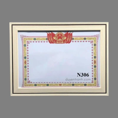 Mẫu viền khung bằng khen N306 - Kem chỉ nâu