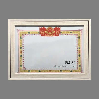 Mẫu viền khung bằng khen N307 - Trắng kem chỉ nâu