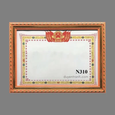 Mẫu viền khung bằng khen N310 - Đồng đỏ hoa văn