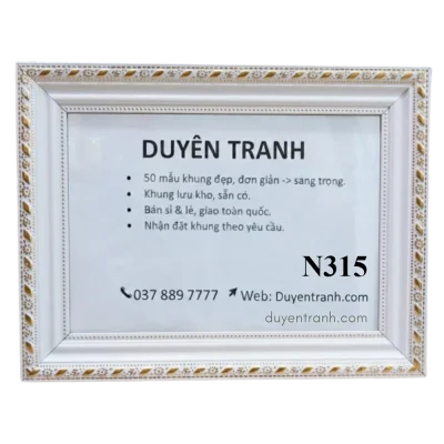 Mẫu viền khung bằng khen N315 - Trắng vàng hoa văn