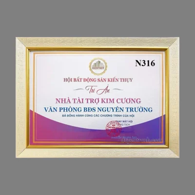 Mẫu viền khung bằng khen N316 - Vàng kem sang trọng